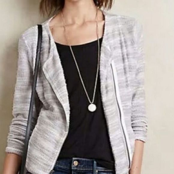 Anthro Dolan Moto zip texture knit Cardigan - Picture 1 of 6